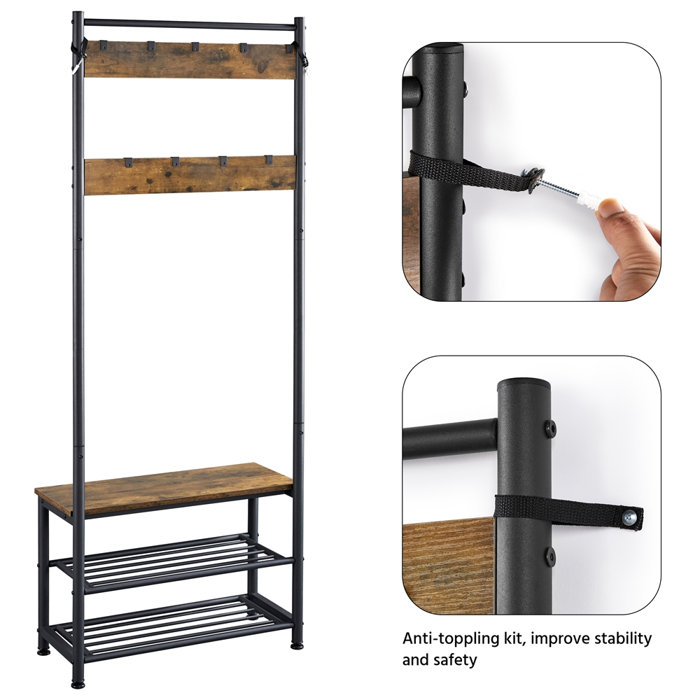 Steelside™ Kinston Hall Tree 28.5'' Wide with Bench and Shoe Storage & Reviews Wayfair